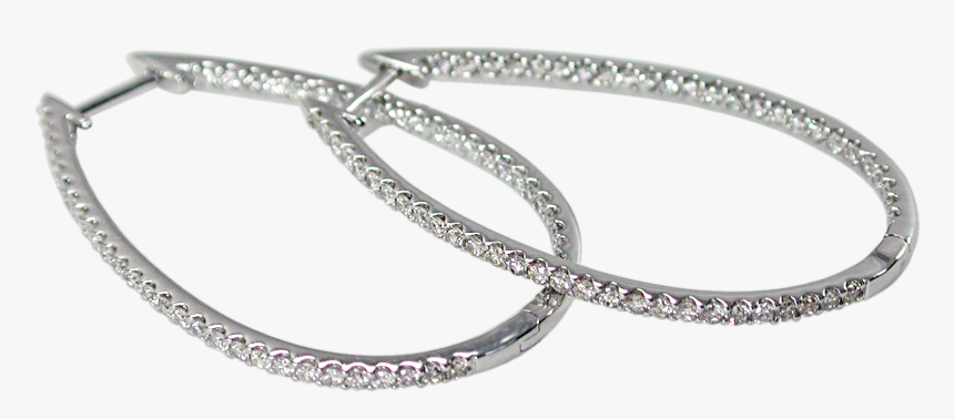 Elongated Glamorous Diamond Hoop Earrings - Bangle, HD Png Download, Free Download