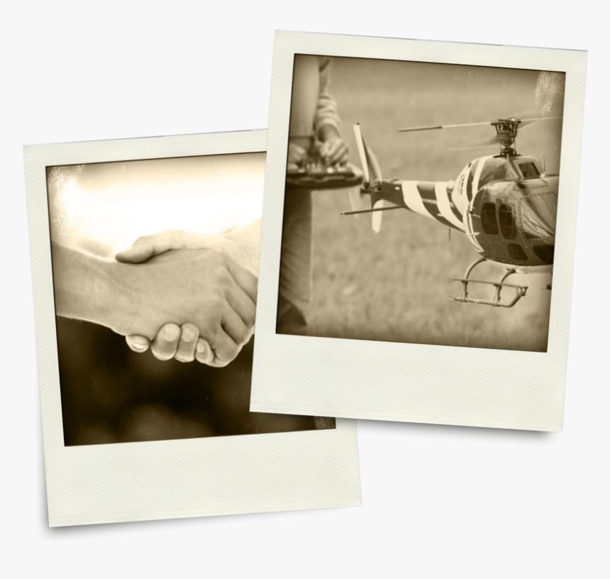 Sepia-tone Polaroids Of Shaking Hands And A Rc Helicopter - Polaroid Sepia Png, Transparent Png, Free Download