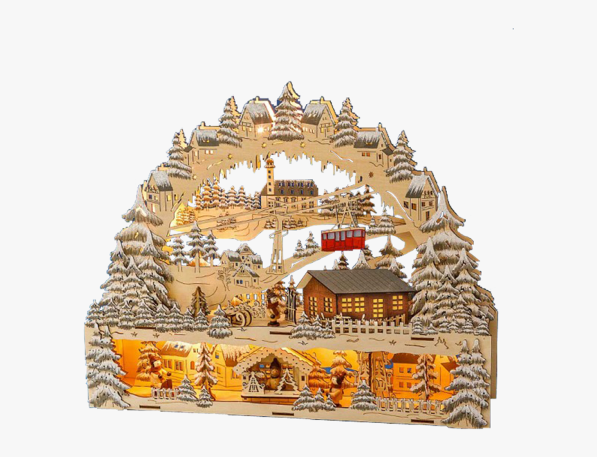 Alpine Scene With Ski Lodge"
title="christmas Schwibbogen - House, HD Png Download, Free Download