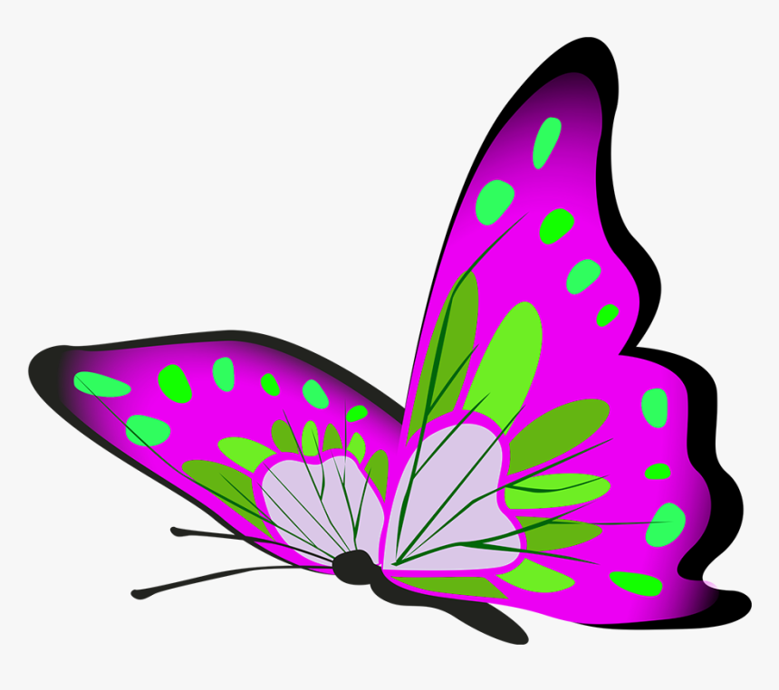 Purple And Green Butterflly Flying - Brush-footed Butterfly, HD Png Download, Free Download