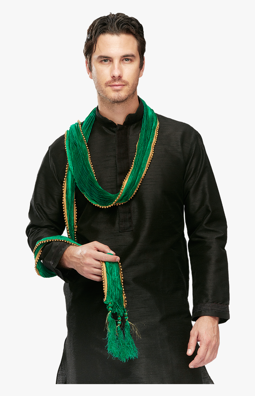 Black Kurta With Red Dupatta Men, HD Png Download, Free Download