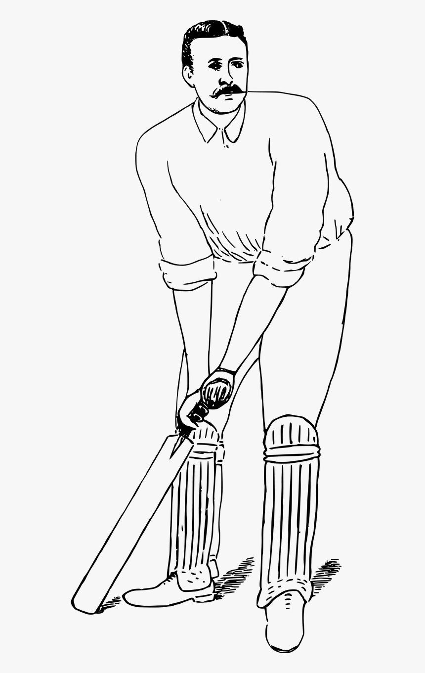 Png Black & White Cricket Man, Transparent Png, Free Download