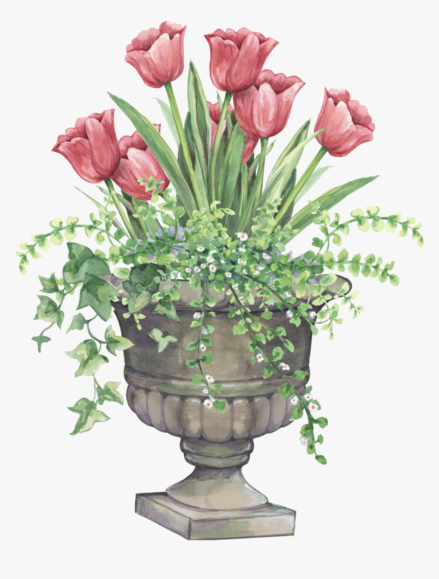 Tulip Planter Dekoupages Ve - Artificial Flower, HD Png Download, Free Download