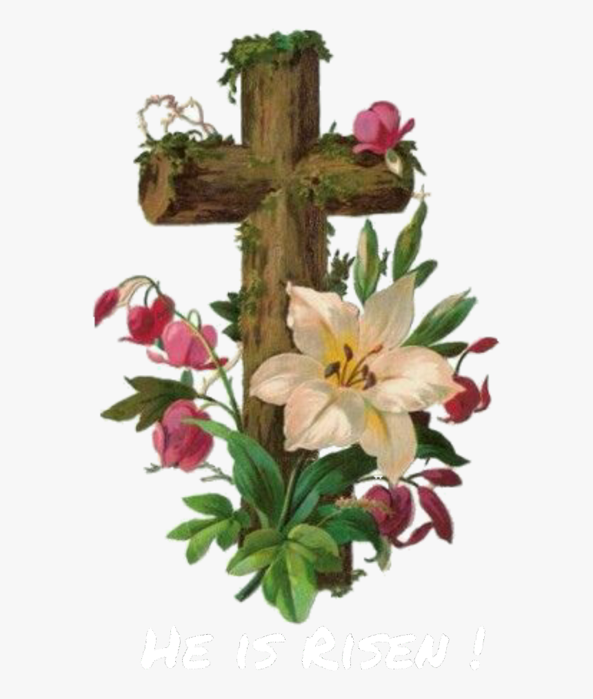 Jesus Has Risen Easter Jesus - Cross Images With Flowers, HD Png Download, Free Download