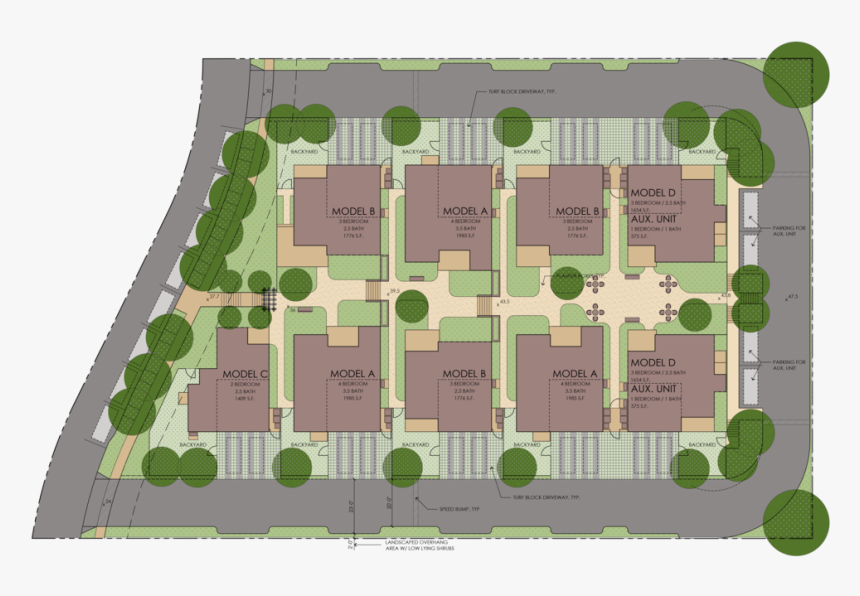 1 Site Plan-rendered Cut Out - Pocket Neighborhood Site Plan, HD Png Download, Free Download