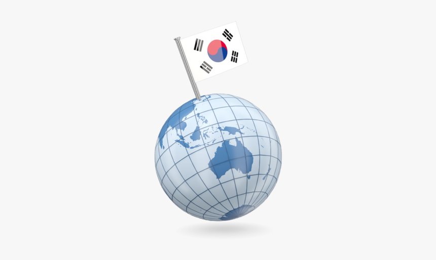 Earth With Flag Pin - South Korea Globe Png, Transparent Png, Free Download
