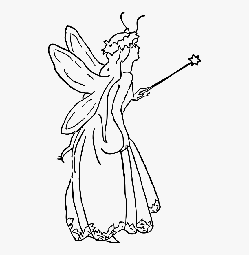 Fairy Queen - Clip Art Black And White Fairy, HD Png Download, Free Download