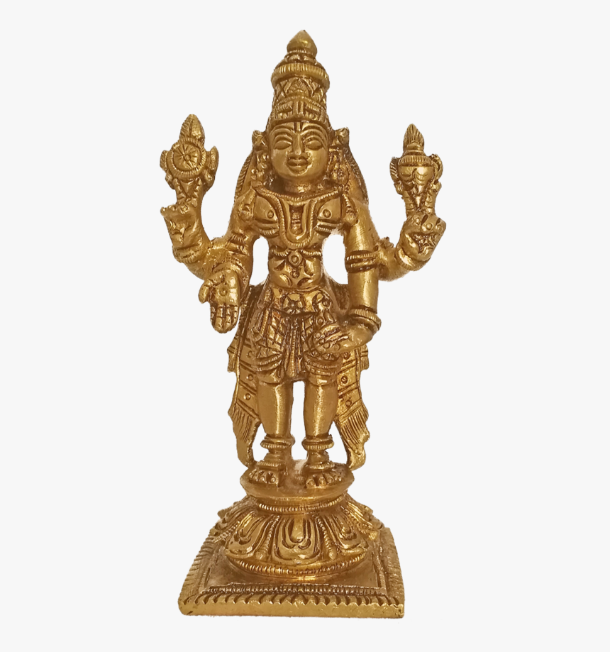 Brass Vishnu Perumal Idol With Holding Sangu Chakaram - Statue, HD Png Download, Free Download