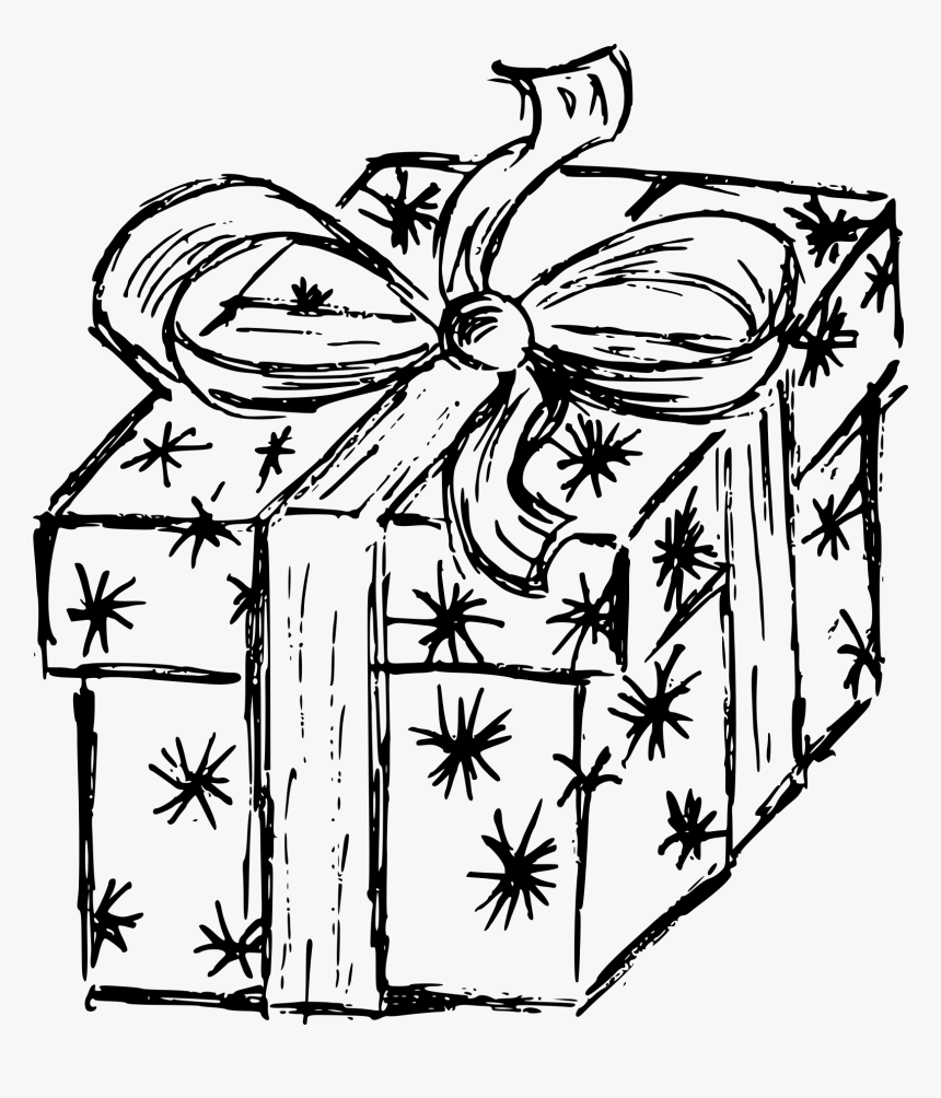 Gift Box Present Drawing Vector 2 - Line Art, HD Png Download, Free Download