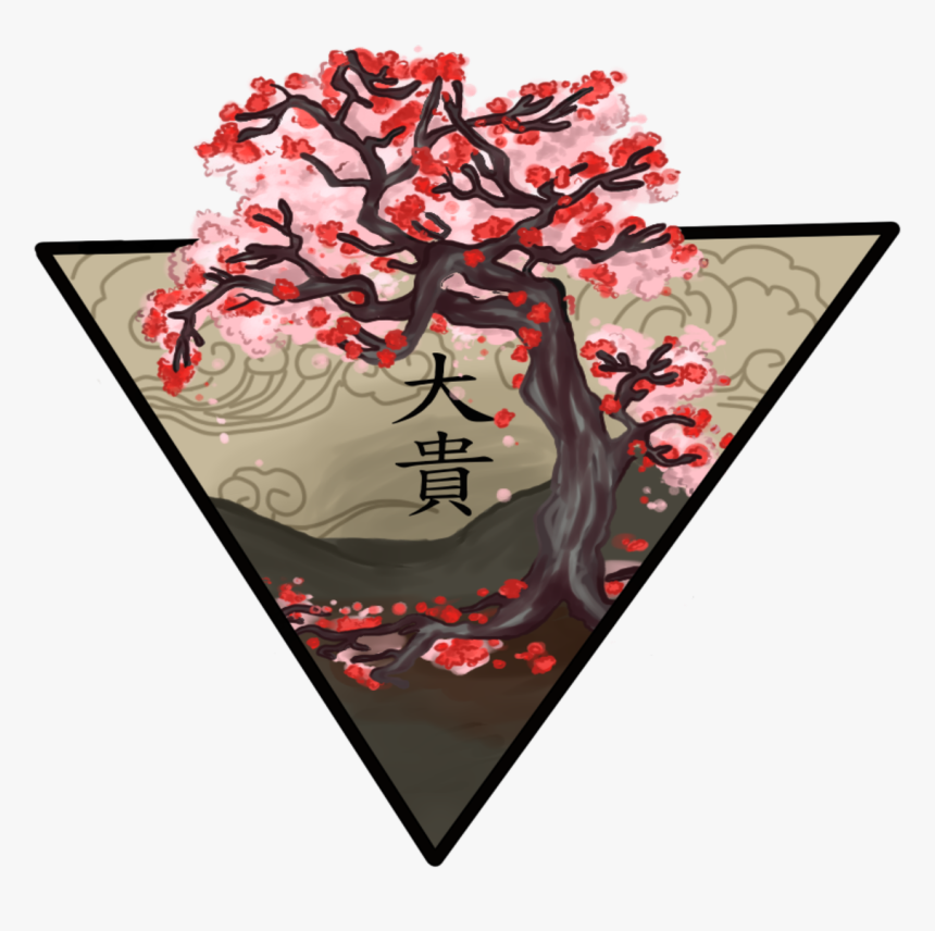 Cherry Blossom Tree With Japanese Letters, HD Png Download, Free Download