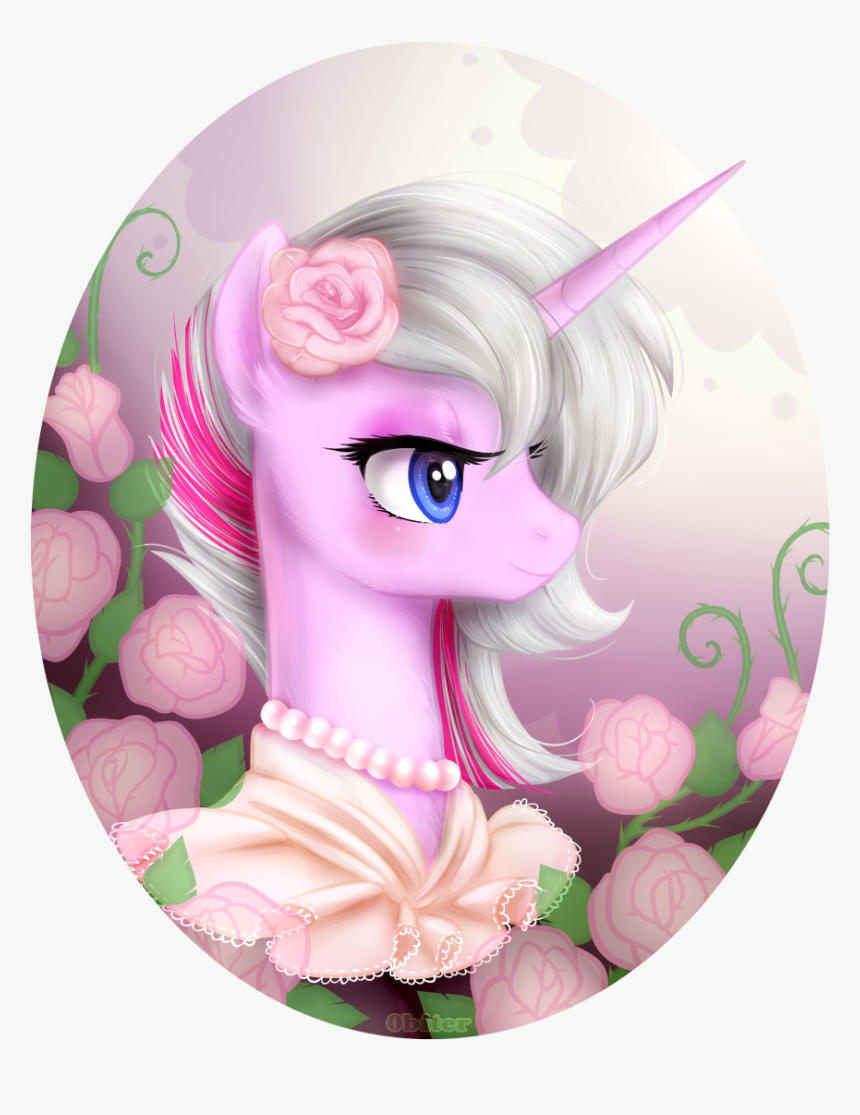 0biter, Bust, Flower, Flower In Hair, Necklace, Oc, - Cartoon, HD Png Download, Free Download