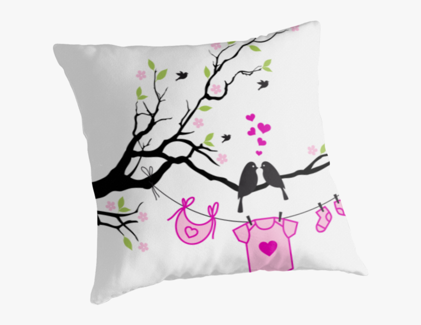 New Baby Girl, Baby Shower Throw Pillow - Baby Shower Tree Free Vector, HD Png Download, Free Download
