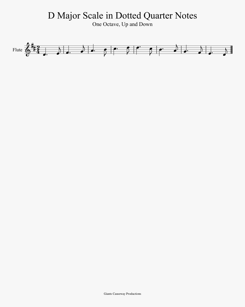 D Major Scale Going Down In Quarter Notes, HD Png Download, Free Download