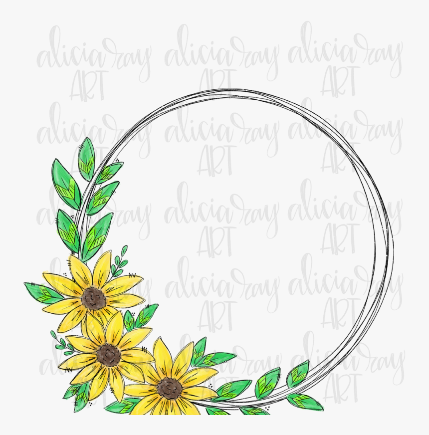 Sunflower Wreath Sublimation Png Digital Example Image - Perforate St John's Wort, Transparent Png, Free Download