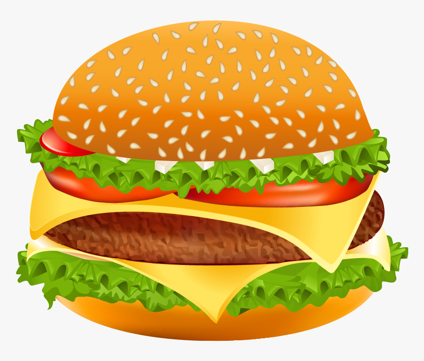 Veggie Burger Clipart School Food Pencil And In Color - Transparent Burger Clip Art, HD Png Download, Free Download