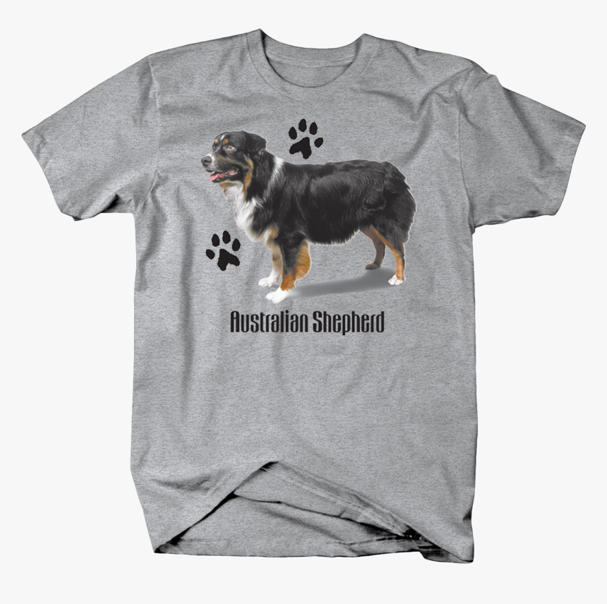 Cute Australian Shepherd Dog Standing Up With Paw Prints - T-shirt, HD Png Download, Free Download