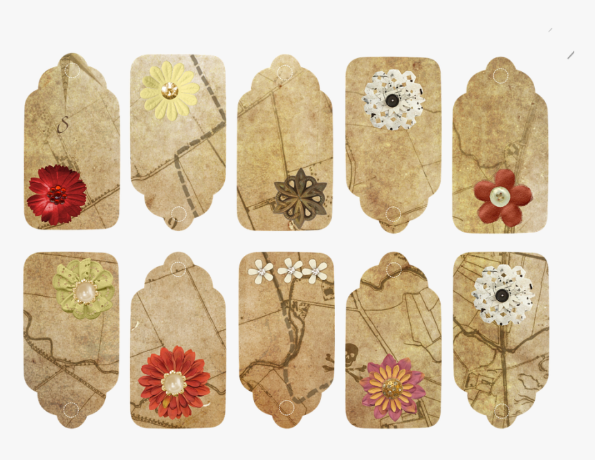 Flor, Mapa, Etiquetas, Vintage, Etiqueta, Collage - Cliparts For Scrapbook Vintage, HD Png Download, Free Download