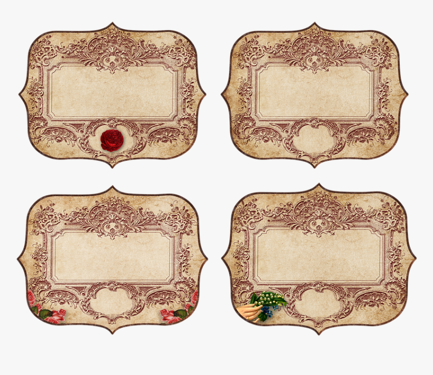 Vintage, Labels, Flowers, Frame, Ornament, Roses, Paper - Vintage Etiquetas, HD Png Download, Free Download