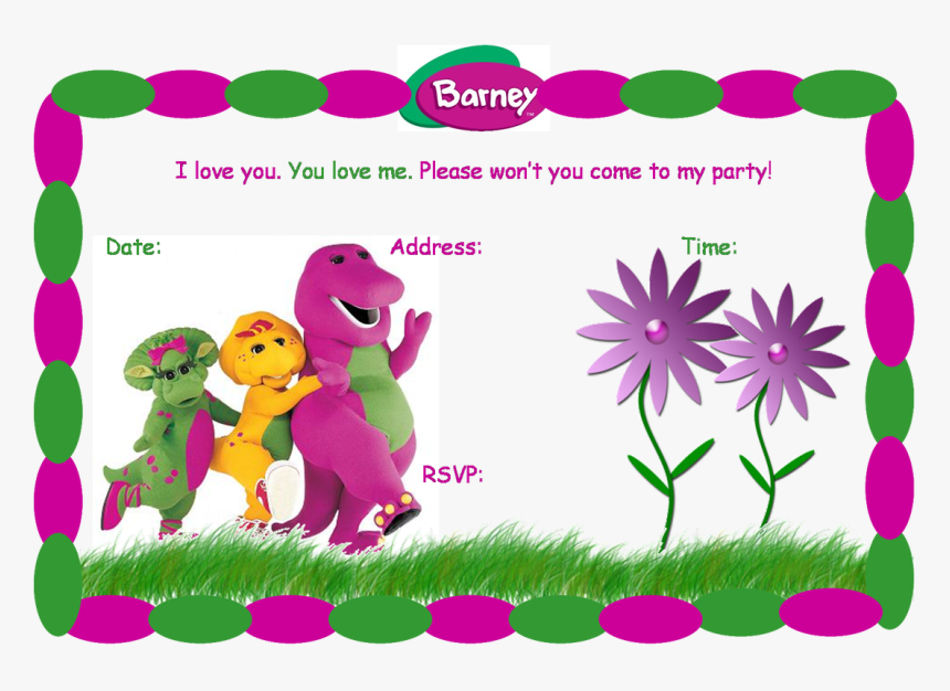 Barney Invitations - Blank Barney Birthday Invitations, HD Png Download, Free Download