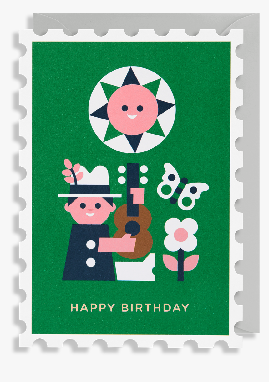 Happy Birthday Guitar Boy Greeting Card , Png Download - Postage Stamp, Transparent Png, Free Download