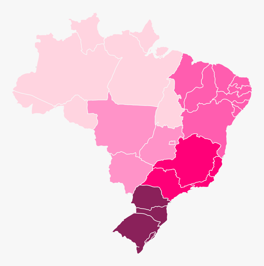 Mapa Do Brasil Dividido Por Região Onde A Make Store - Brazil, HD Png Download, Free Download