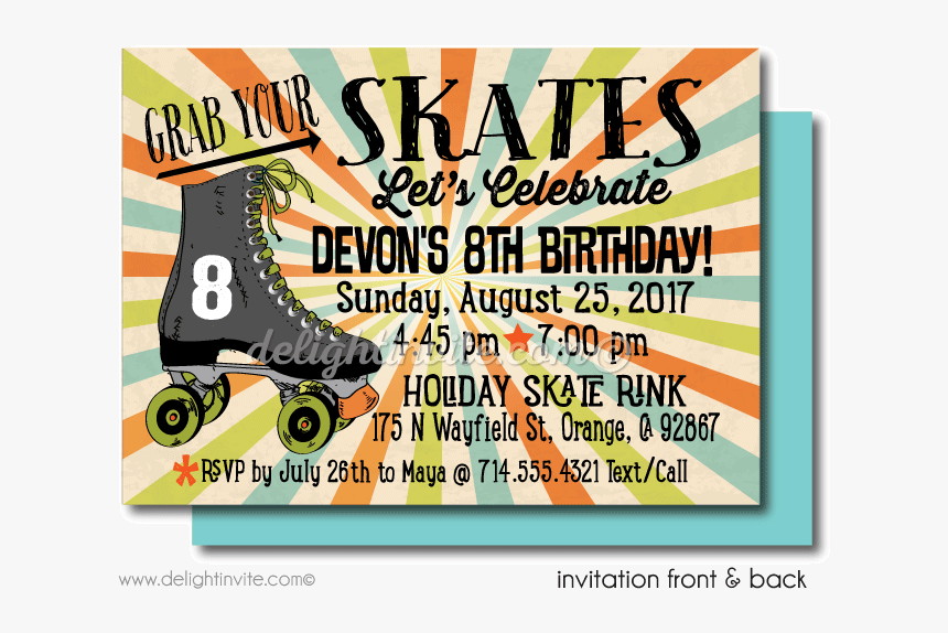 Free Printable Roller Skate Party Invitations, HD Png Download, Free Download