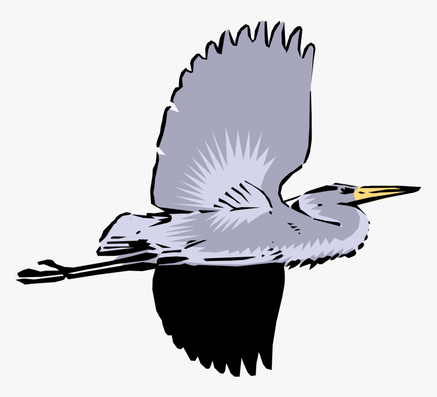 Vector Illustration Of Great Blue Heron Crane Bird - Great Heron, HD Png Download, Free Download