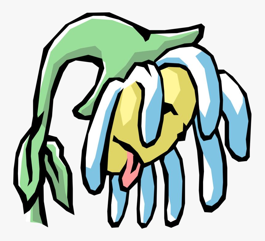 Vector Illustration Of Parched Personified White And - Dying Flower Cartoon, HD Png Download, Free Download