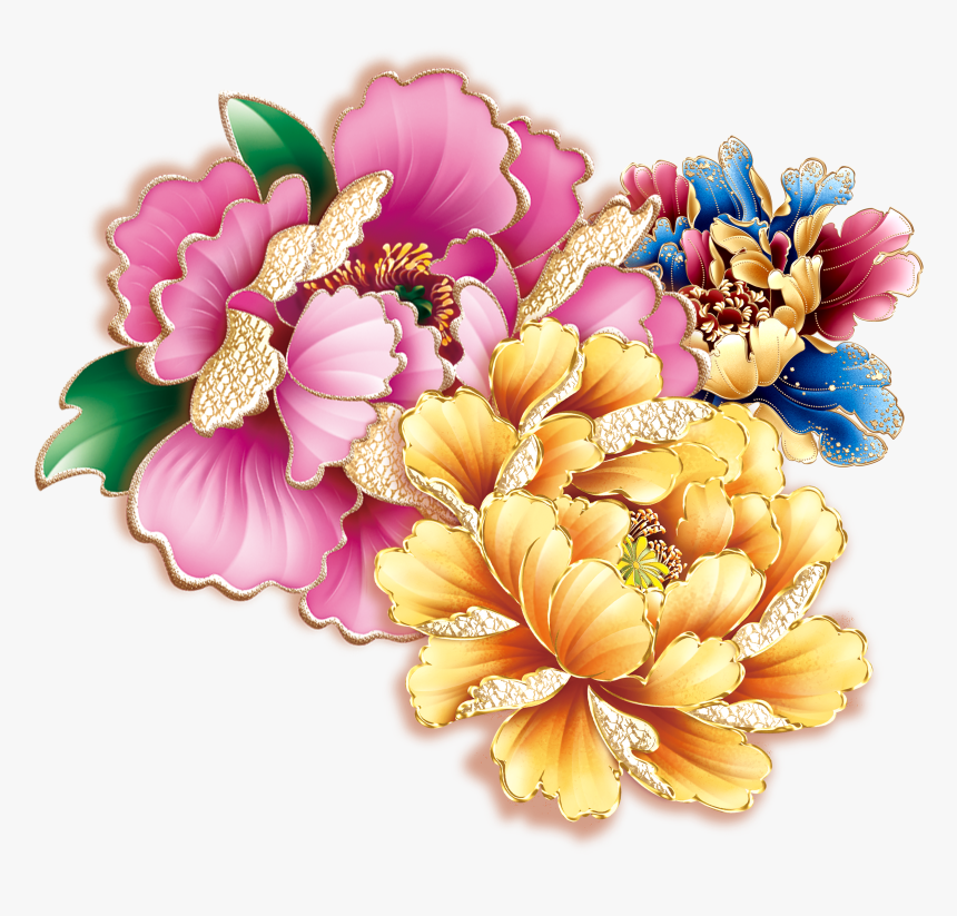 Moutan Papercutting Clip - Women Tattoo Flower Color, HD Png Download, Free Download