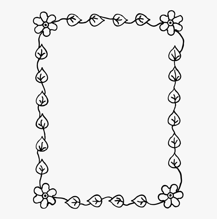 Simple Flower Drawing, Page Borders, Borders And Frames, - Diseño De Marcos Para Cuadernos, HD Png Download, Free Download