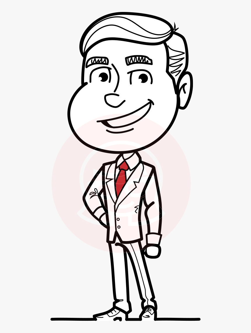 Black And White Businessman Cartoon Vector Character - Cartoon Characters Black And White, HD Png Download, Free Download