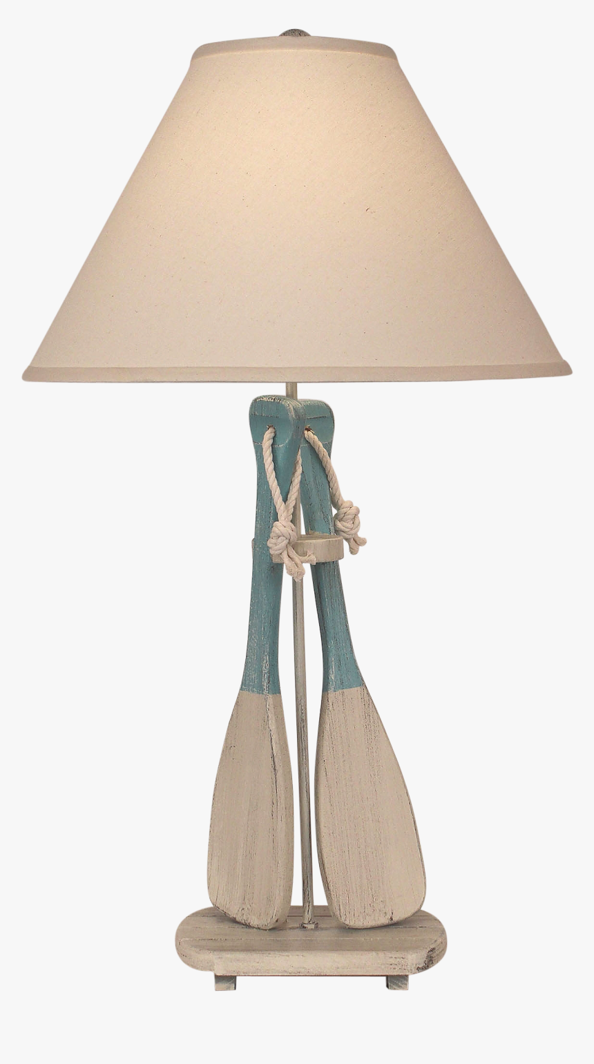 Cottage/turquoise Sea 2-paddles W/ White Rope Table - Lampshade, HD Png Download, Free Download