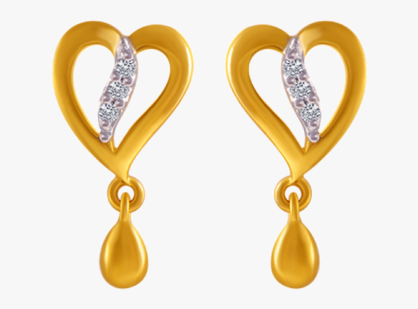 14kt Yellow Gold And American Diamond Stud Earrings - Earring Gold Pc Chandra Jewellers, HD Png Download, Free Download