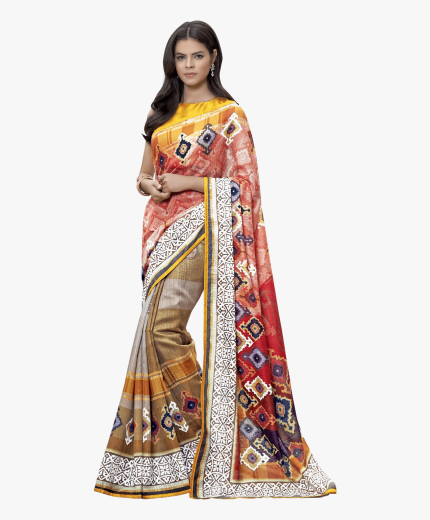 Womens Printed Saree - Sari, HD Png Download, Free Download