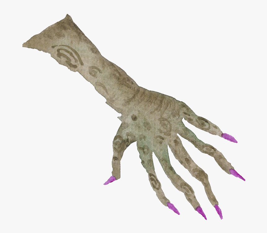 Hand Painted Watercolor Magic Hand Halloween Transparent - Witch Hand Png, Png Download, Free Download