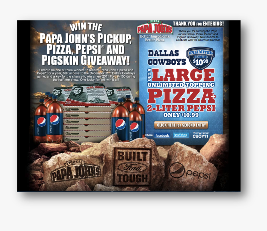 Papa Johns Giveaway 3 - Dallas Cowboys, HD Png Download, Free Download