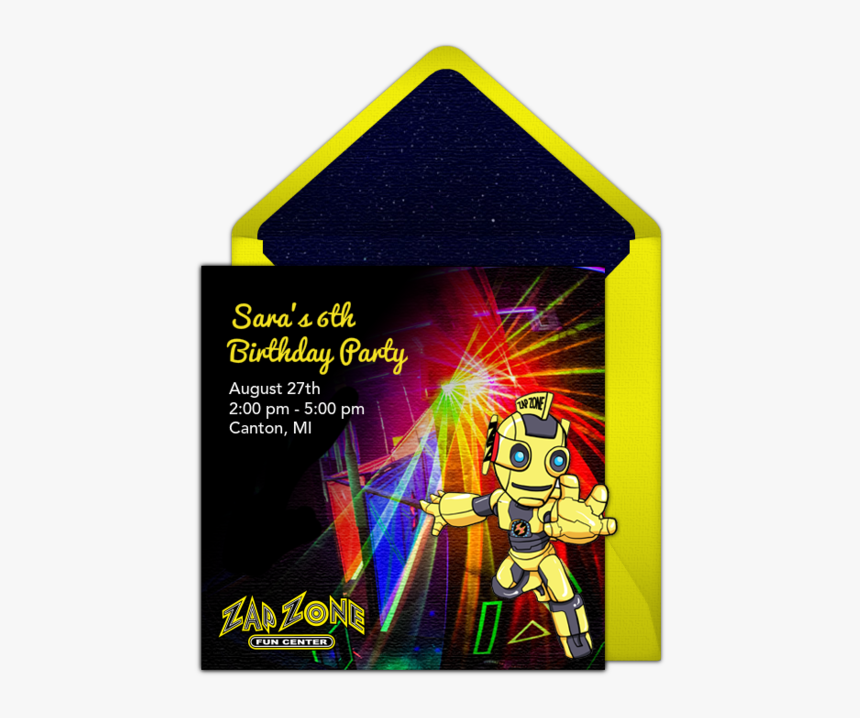 Zap Zone Birthday Invitations, HD Png Download, Free Download