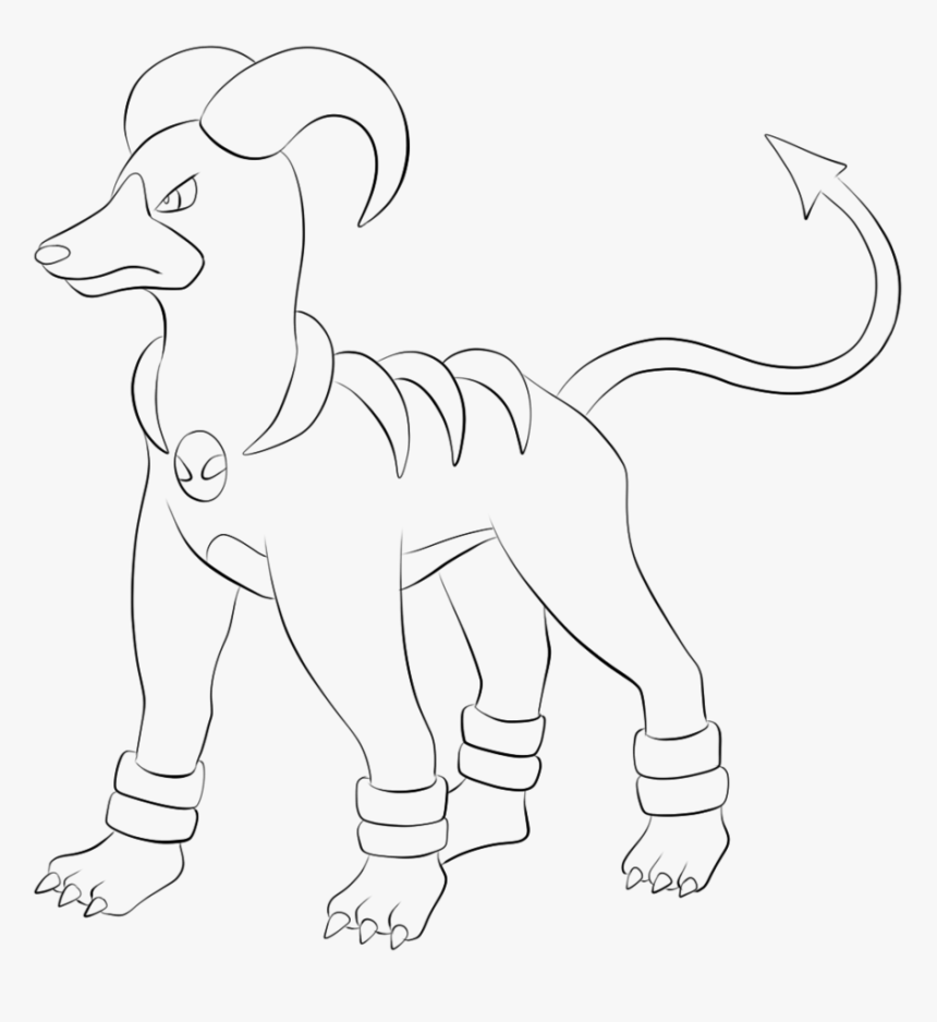 Pokemon Lineart Houndoom For Free Download - Houndoom Drawings, HD Png Download, Free Download