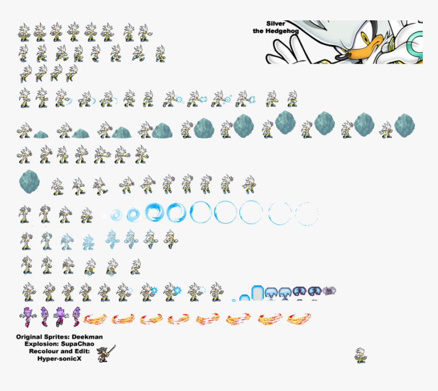 Hyper Sonic Sprites - Sonic Silver Sprite Sheet, HD Png Download, Free Download