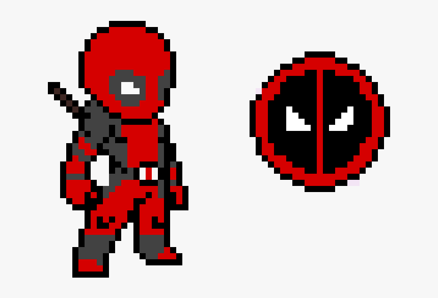Deadpool Character And Logo - Pixel Art Minecraft Deadpool, HD Png Download, Free Download