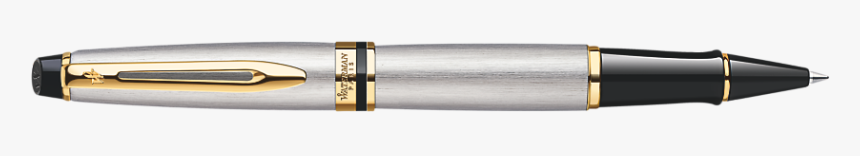 Waterman Expert Stainless Steel With Gold Trim Rollerball - Stainless Steel Roller Ball Pen Gt, HD Png Download, Free Download