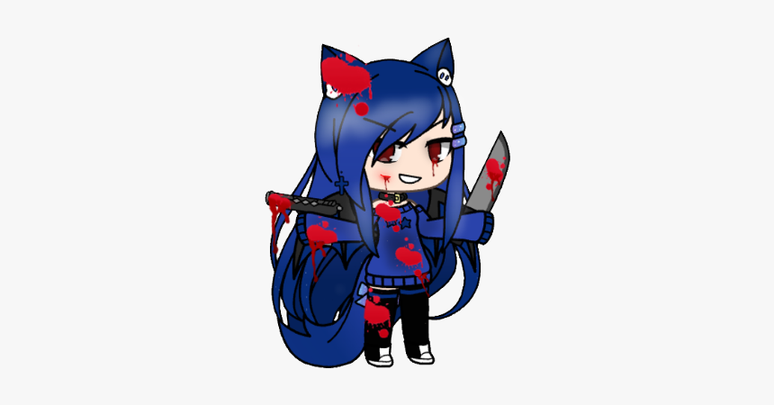 #murder #gacha #gachalife #yandere #psycho #blood #killer - Gacha Life Killer Png, Transparent Png, Free Download