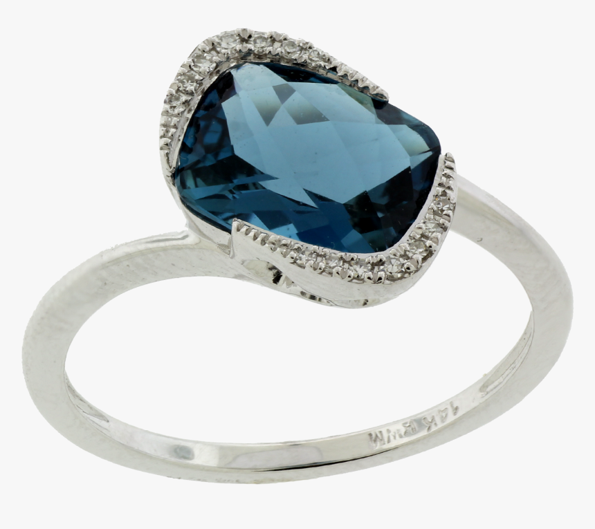 14k White Gold London Blue Topaz & Diamond Ring - Engagement Ring, HD Png Download, Free Download