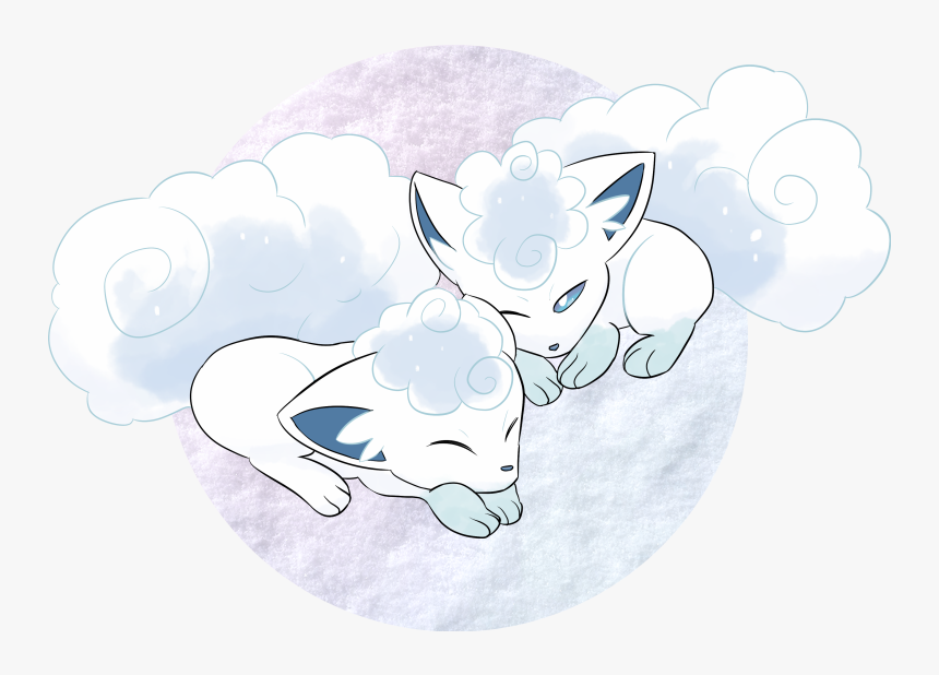 Alolan Vulpix Cuddling - Cartoon, HD Png Download, Free Download