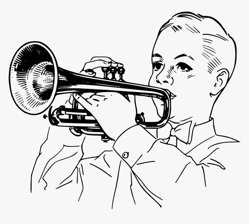 Boy Playing Cornet Svg Clip Arts - Musician Clipart Black And White, HD Png Download, Free Download
