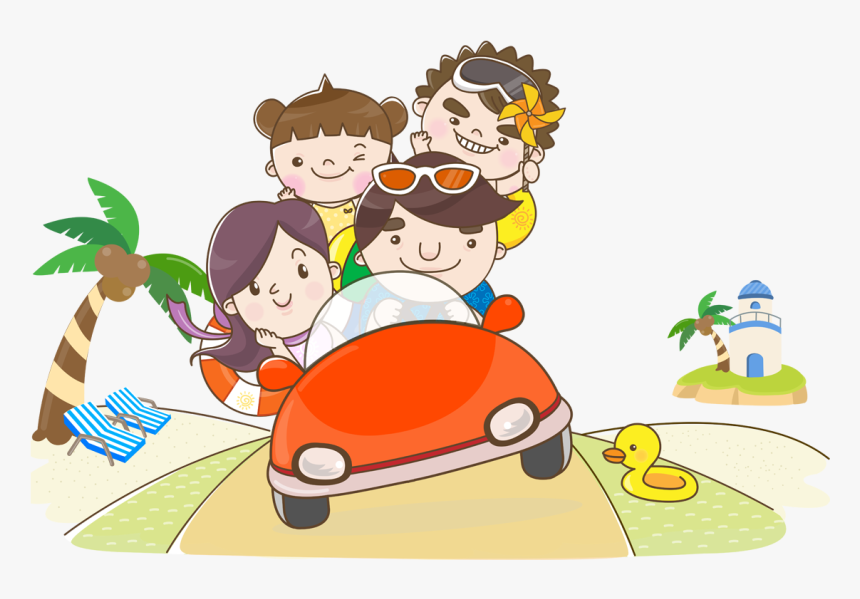 Family In The Beach Cartoon, HD Png Download, Free Download