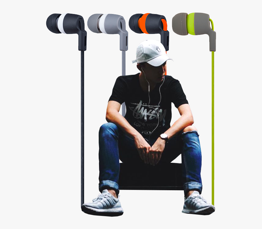 Earbuds With Microphone - Sitting, HD Png Download, Free Download