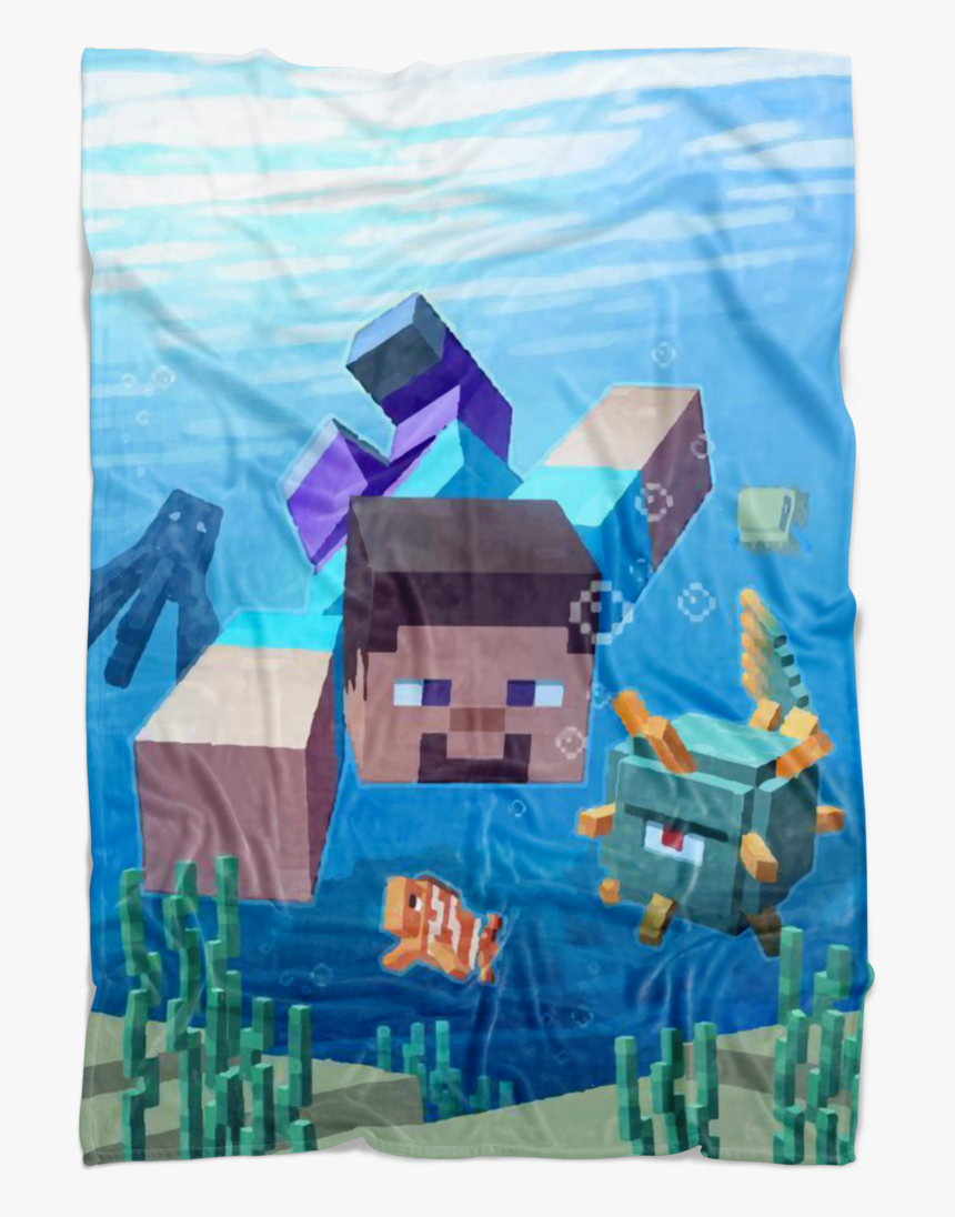 Minecraft Aquatic Fleece Blanket In Blue Color Casual - Minecraft Aquatic Update, HD Png Download, Free Download