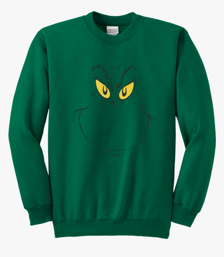 Seuss Grinch Face T-shirt , Png Download - Long-sleeved T-shirt, Transparent Png, Free Download