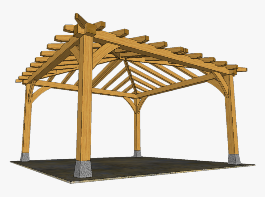 Gazebo Drawing Timber - Hipped Pergola, HD Png Download, Free Download